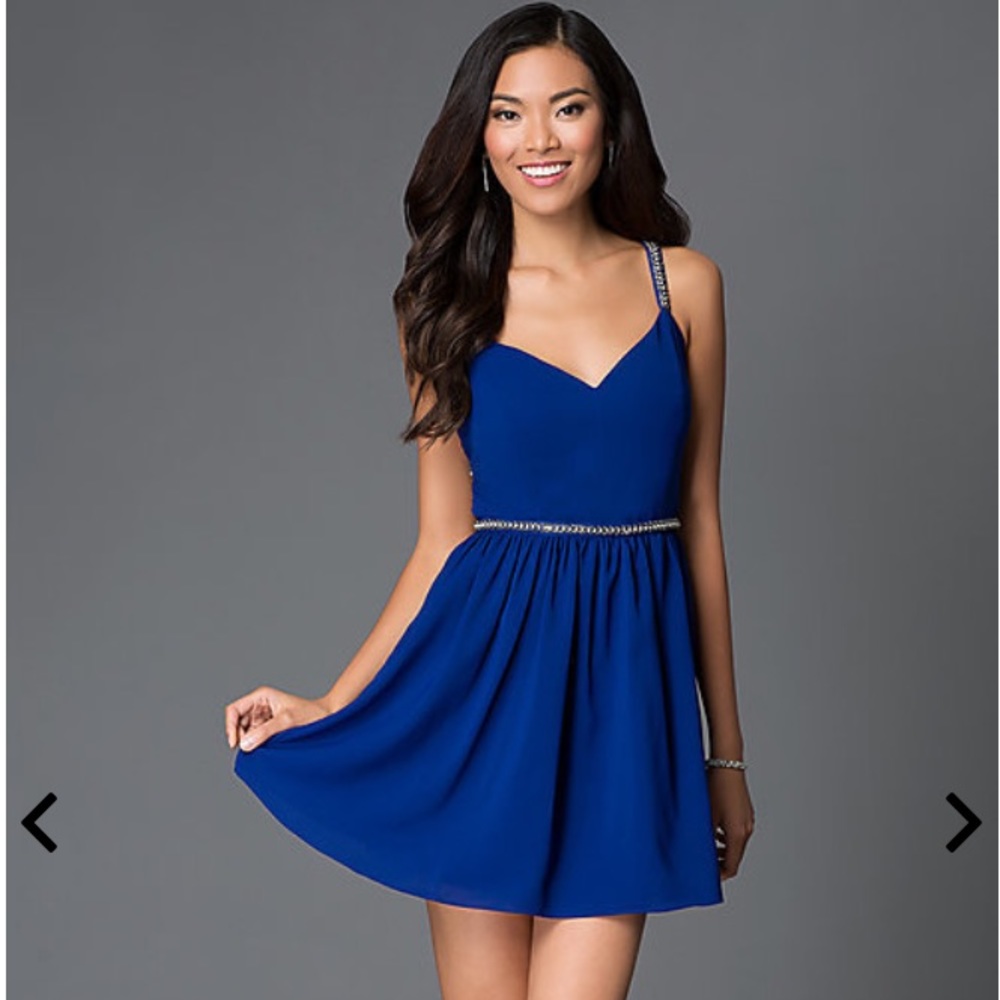 Royal Blue Short V-Neck Party Dress (Homecoming, Prom, Cocktail)